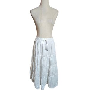 Advance White Cotton Midi Skirt NWT